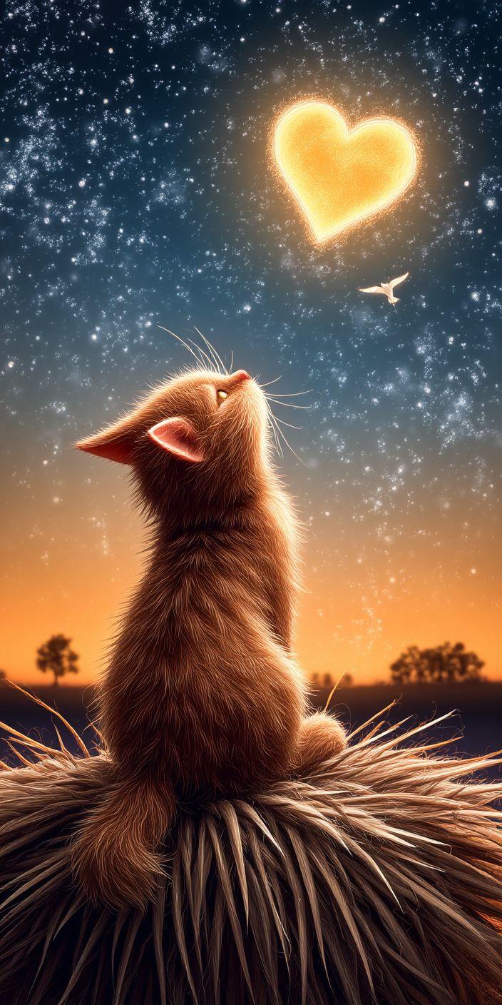 Cute Moon Cat Wallpaper