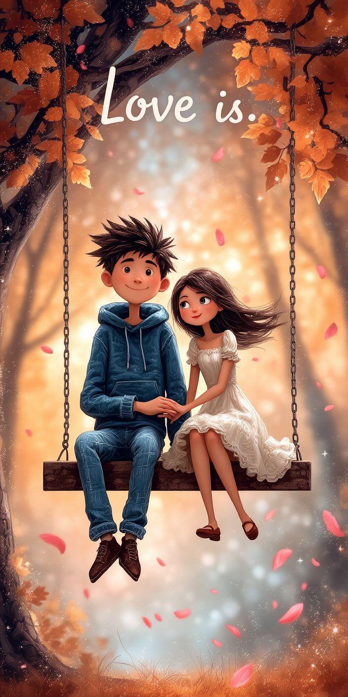 Love Is Romantic Couple Swing Wallpaper