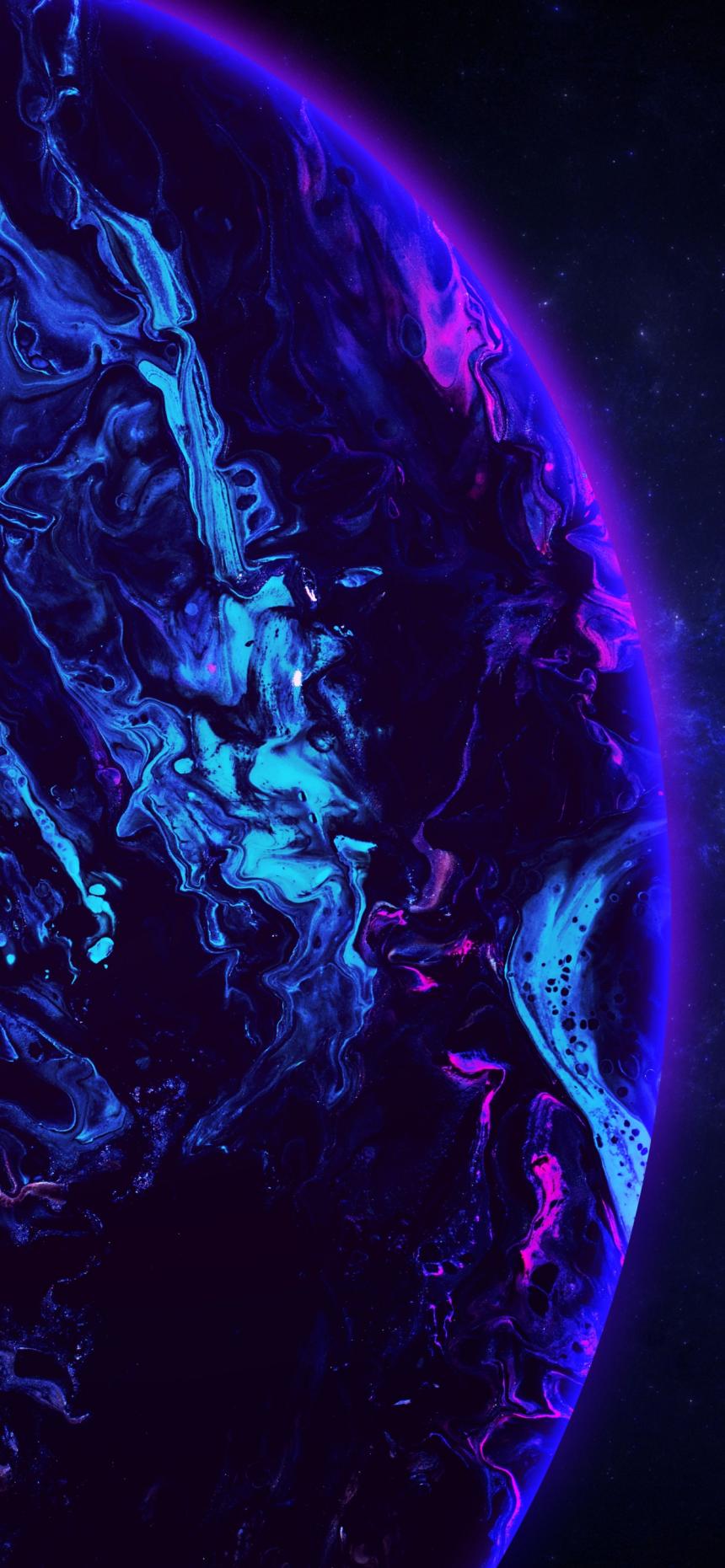 Neon Abstract Planet Wallpaper