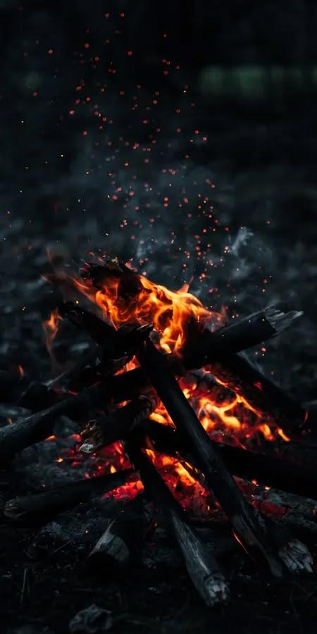 Crackling Night Campfire Wallpaper