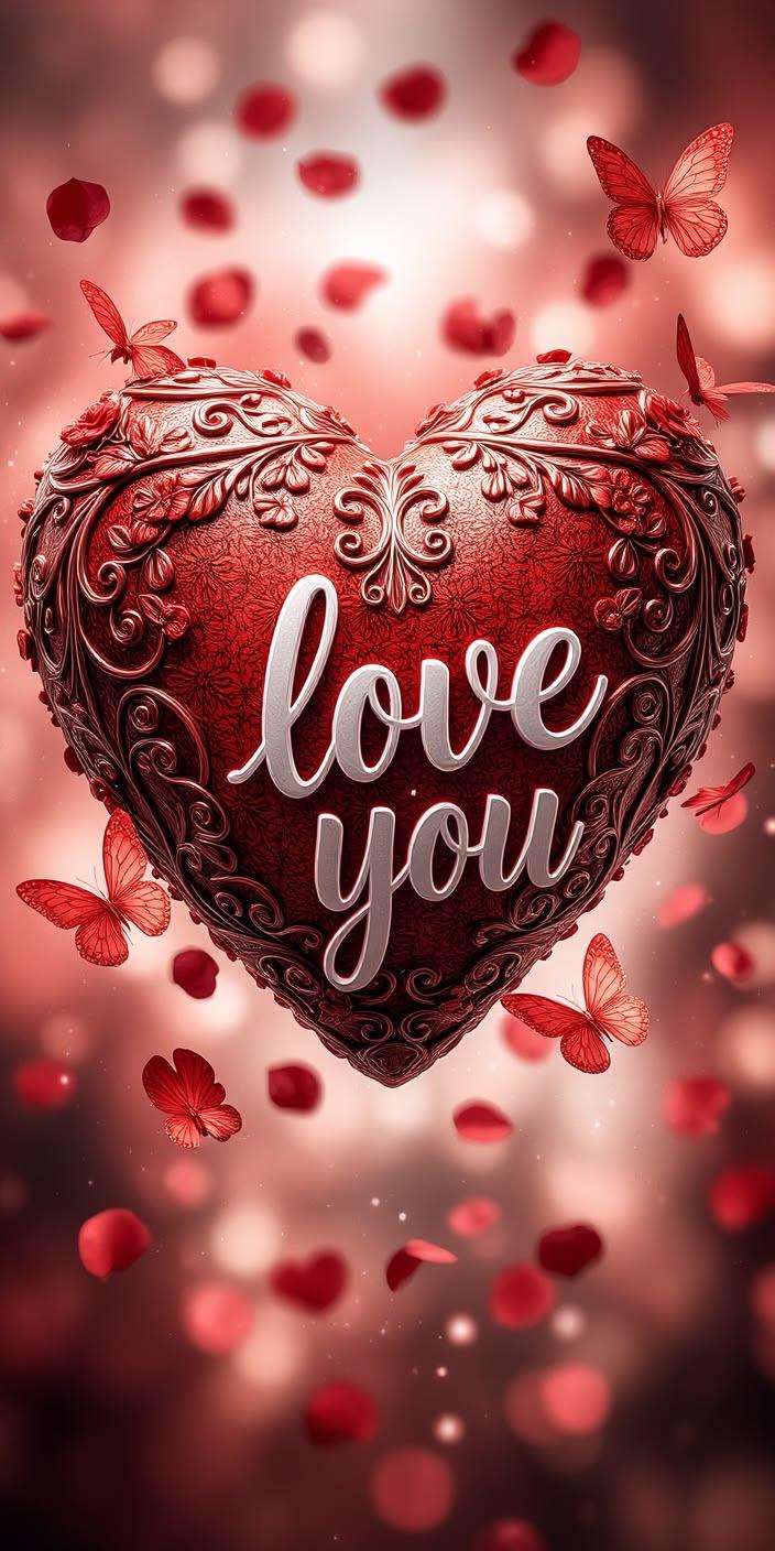 Ornate Crimson Love Wallpaper