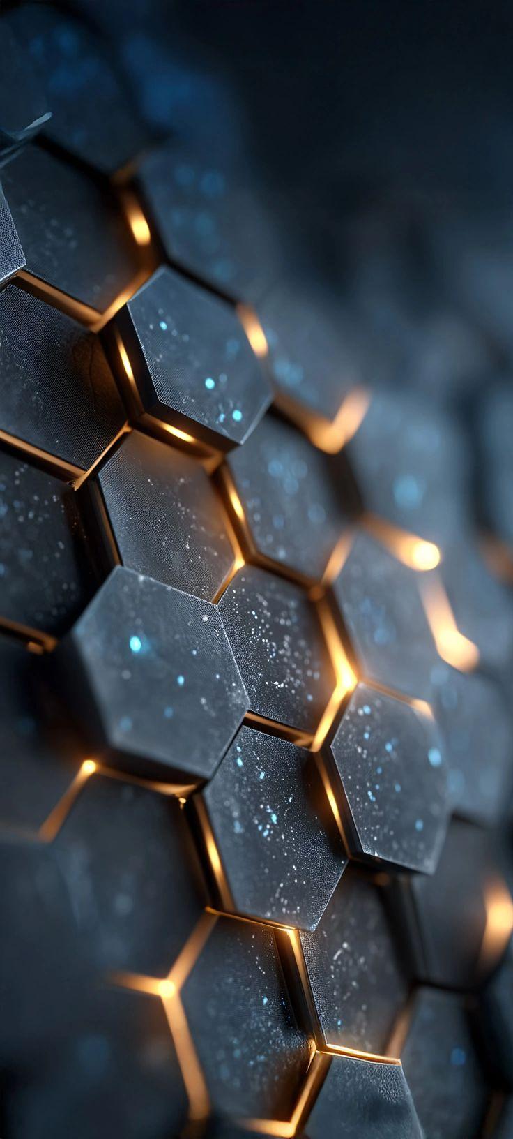 Glowing Hexagon Grid Wallpaper