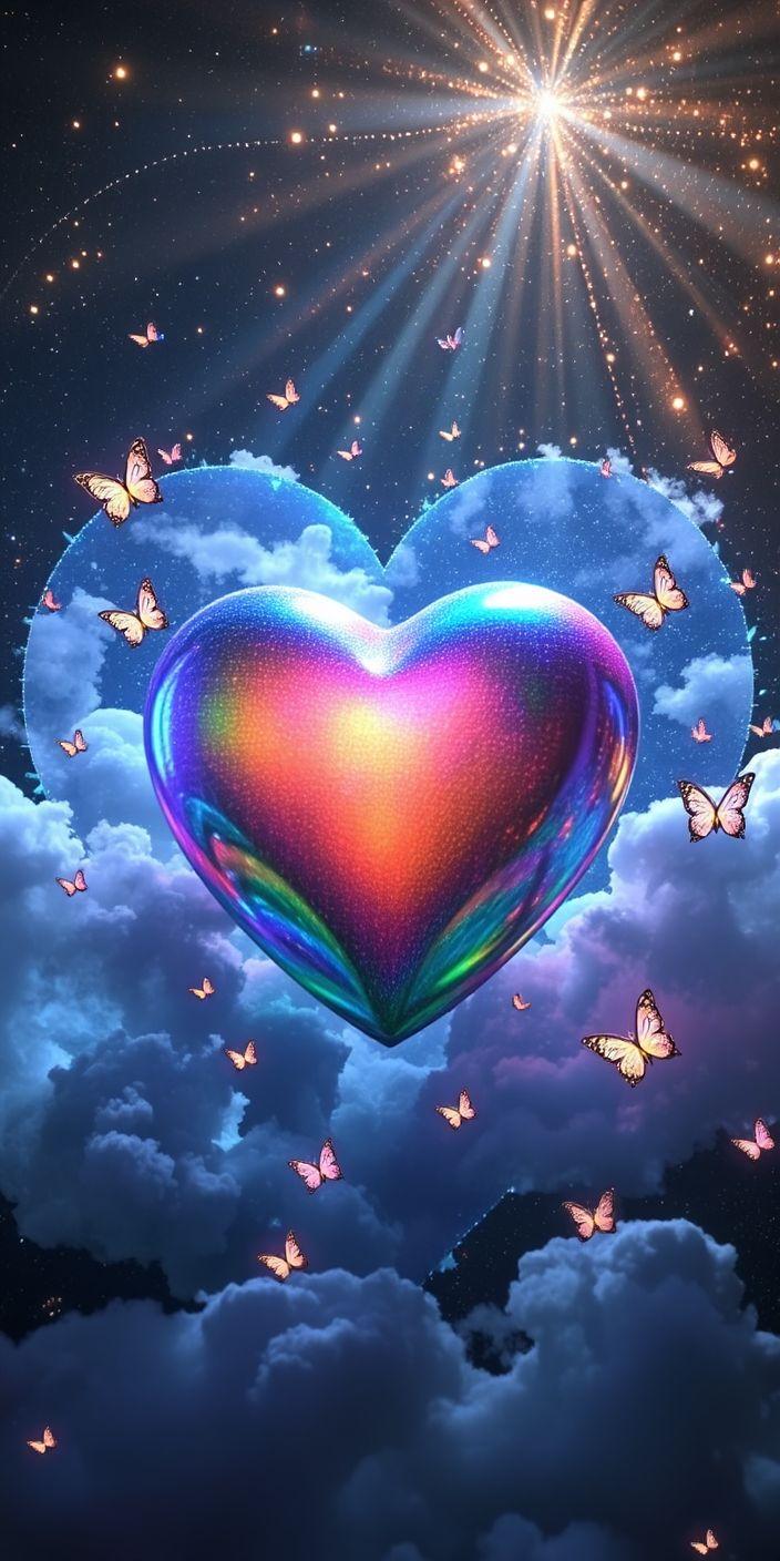 Iridescent Cosmic Heart Wallpaper
