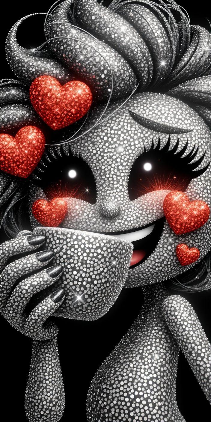 Sparkling Heart Coffee Wallpaper