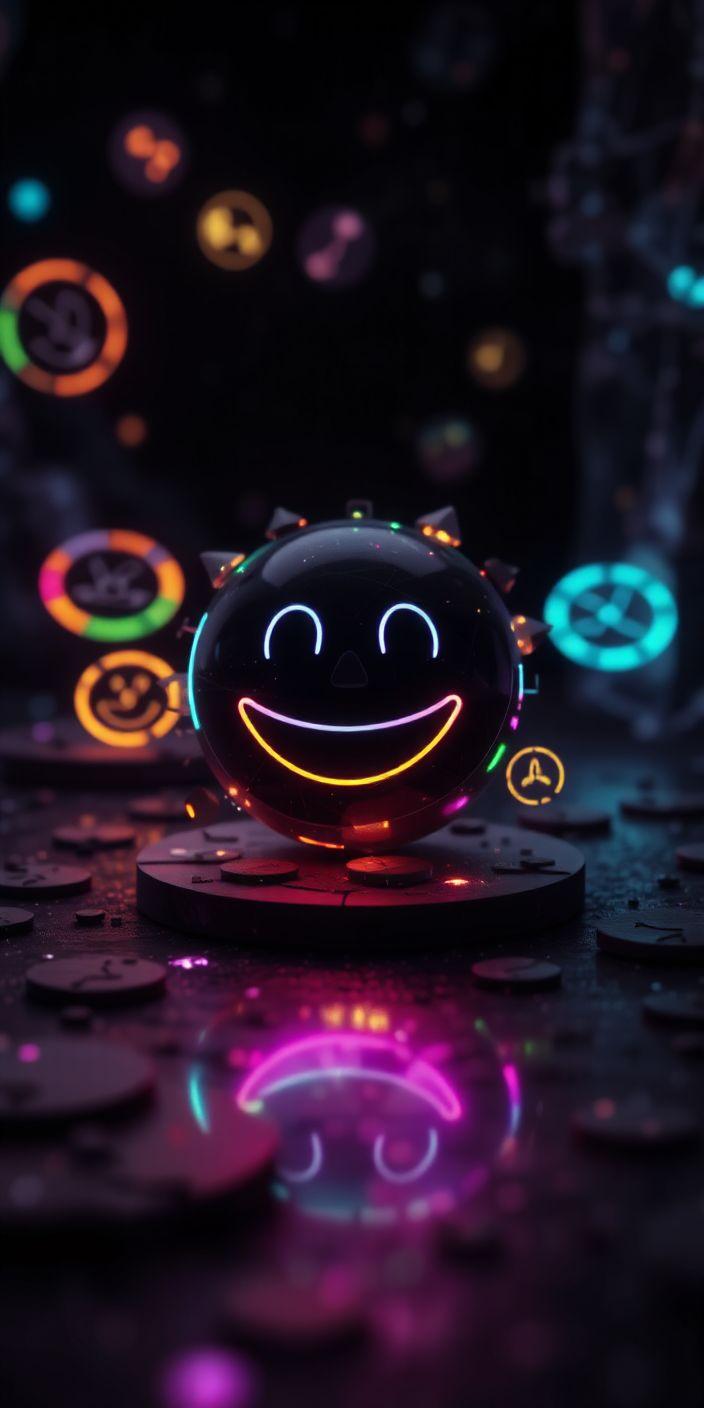 Neon Cyber Smile Wallpaper