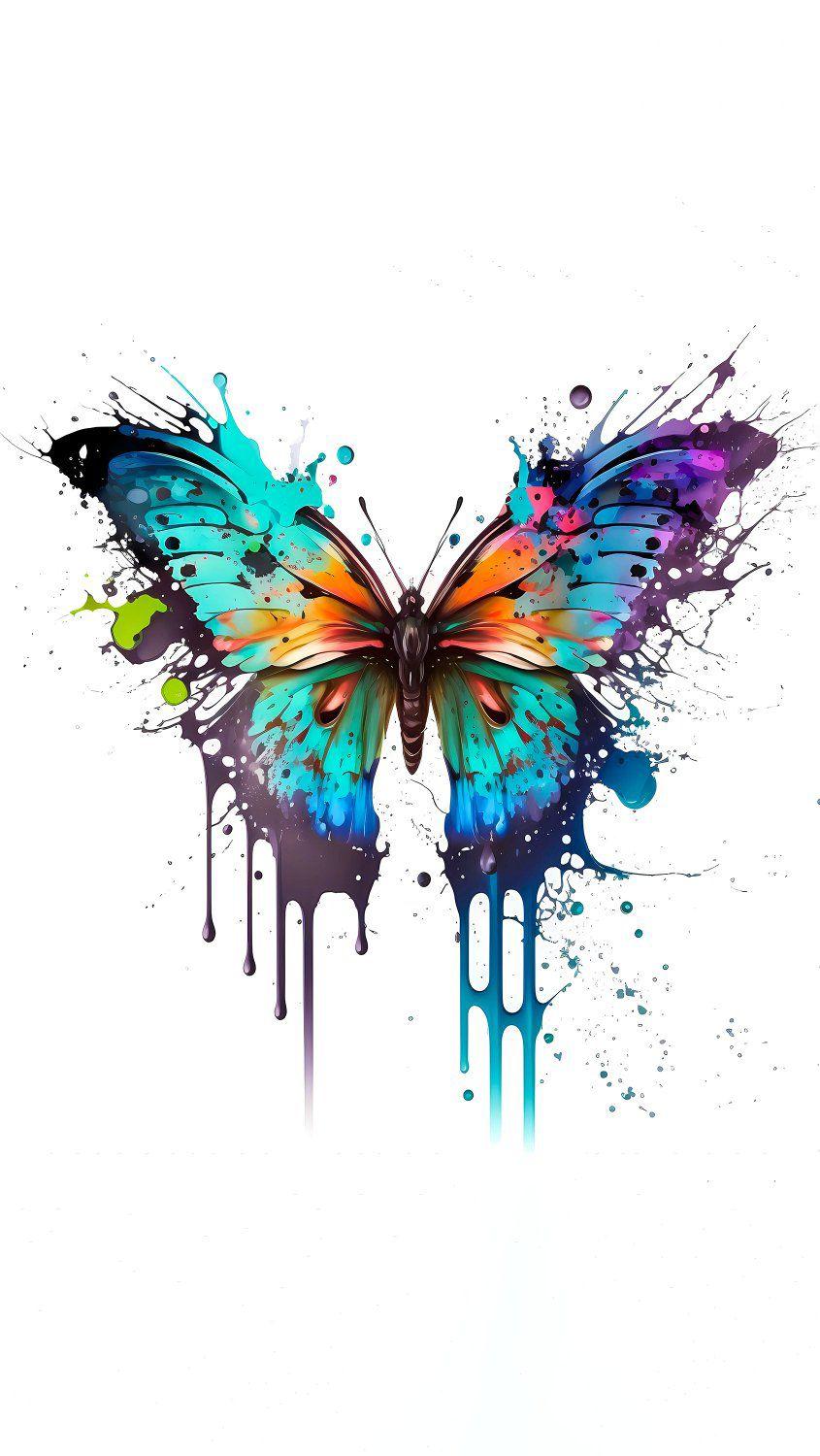 Vibrant Splatter Butterfly Wallpaper