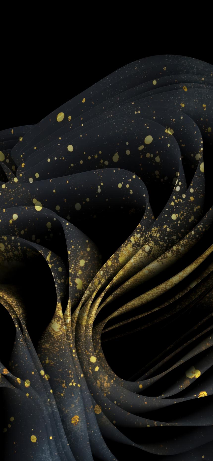 Golden Waves & Sparkles Wallpaper