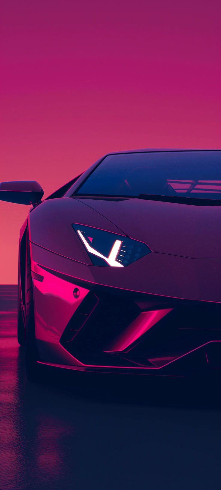 Neon Outrun Aventador Wallpaper