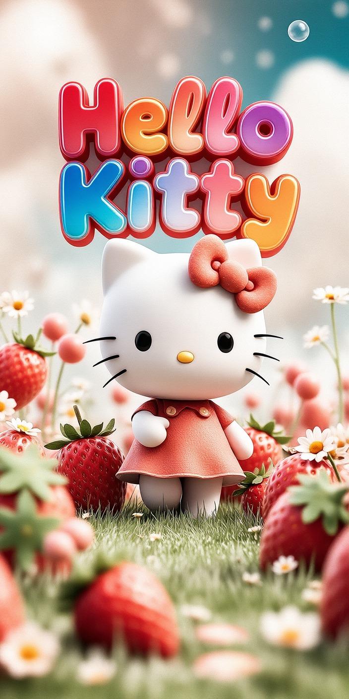 Strawberry Field Hello Kitty Wallpaper