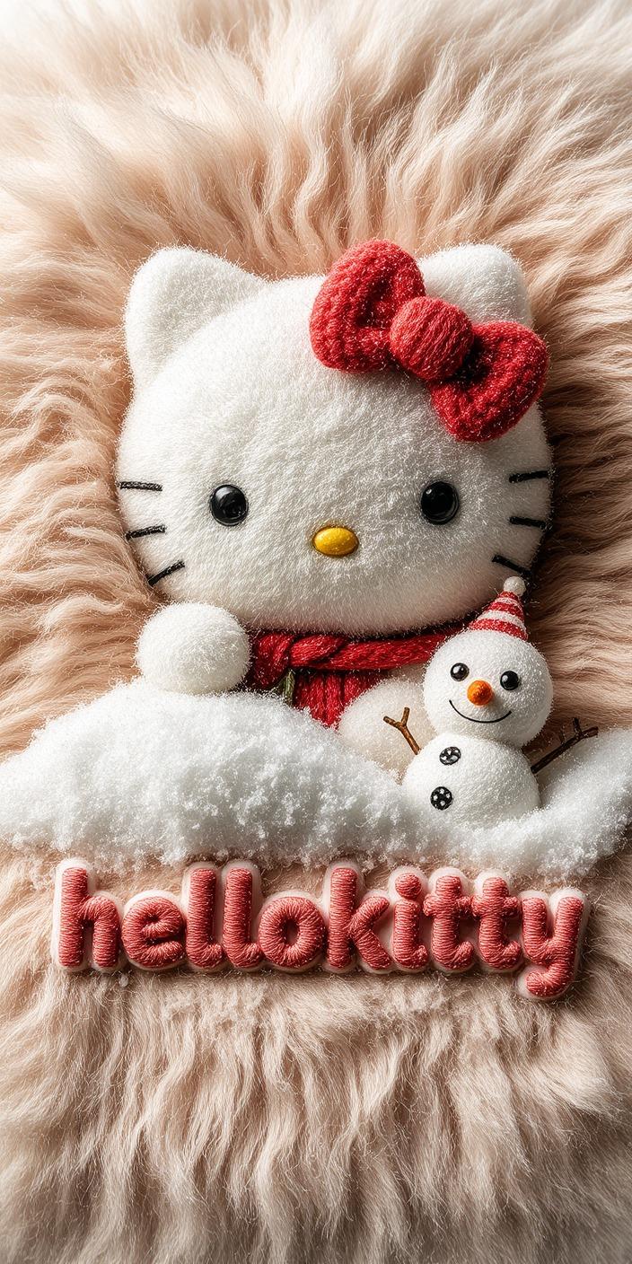 Fluffy Winter Hello Kitty Wallpaper