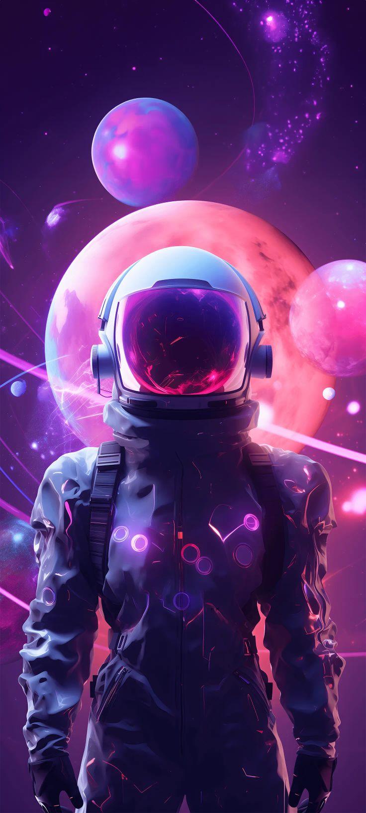 Neon Astronaut Odyssey Wallpaper