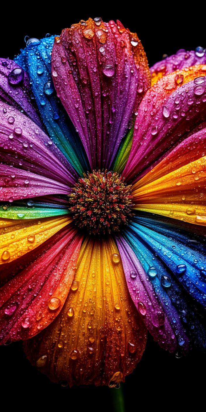 Prismatic Dewdrops Bloom Wallpaper