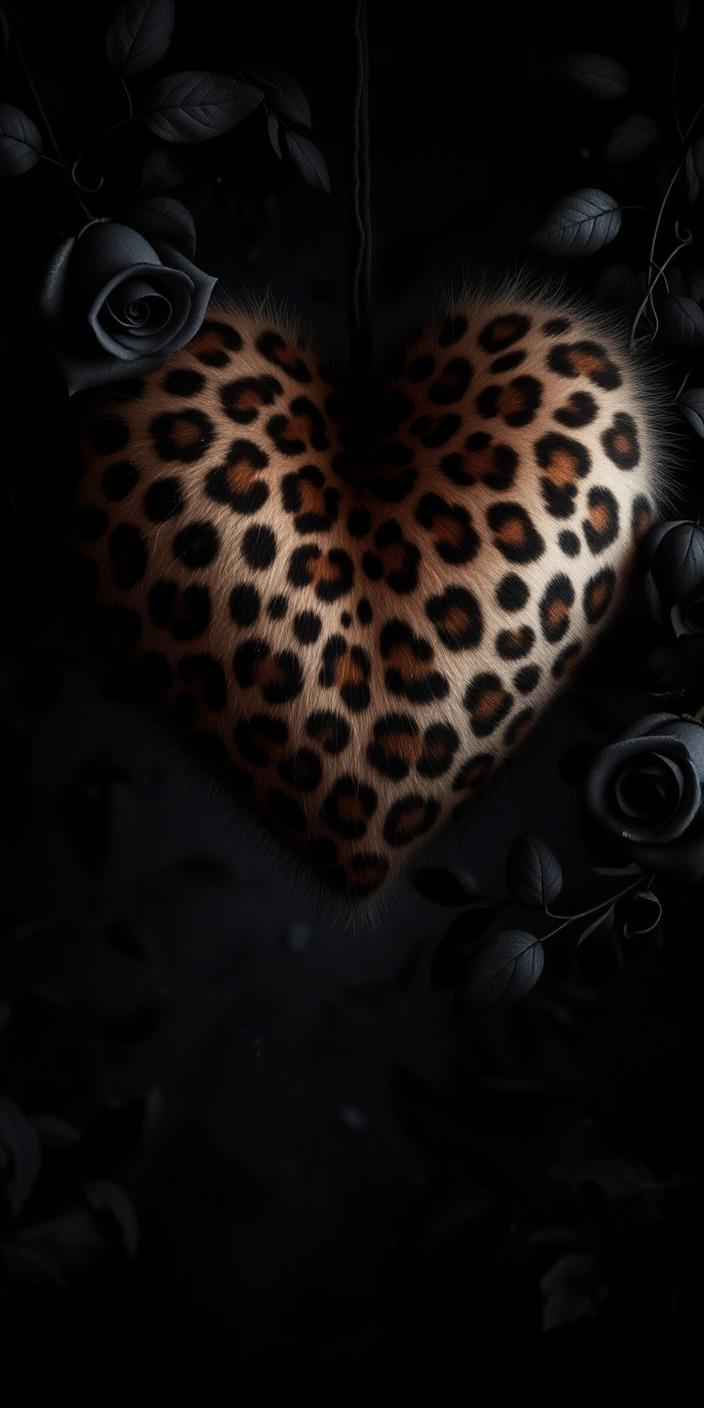 Leopard Heart Roses Wallpaper