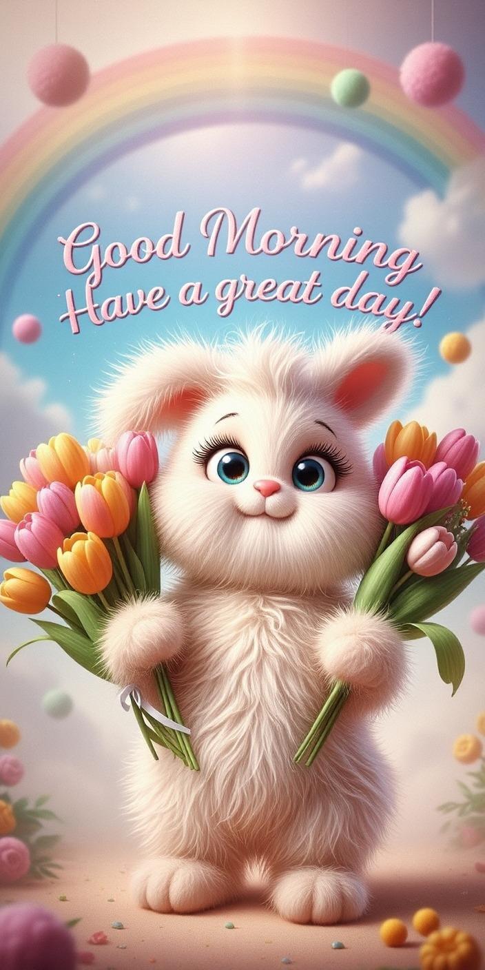 Rainbow Tulip Bunny Wallpaper