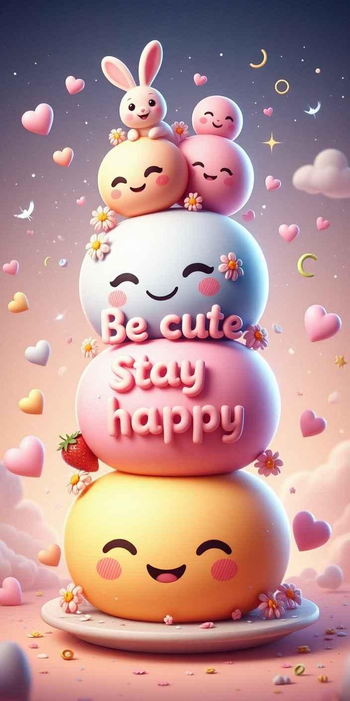 Kawaii Mochi Stack Wallpaper