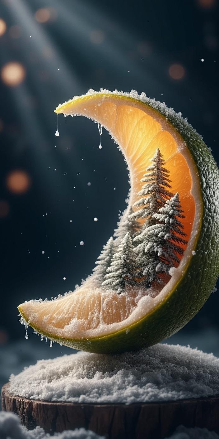Frozen Citrus Moon Wallpaper