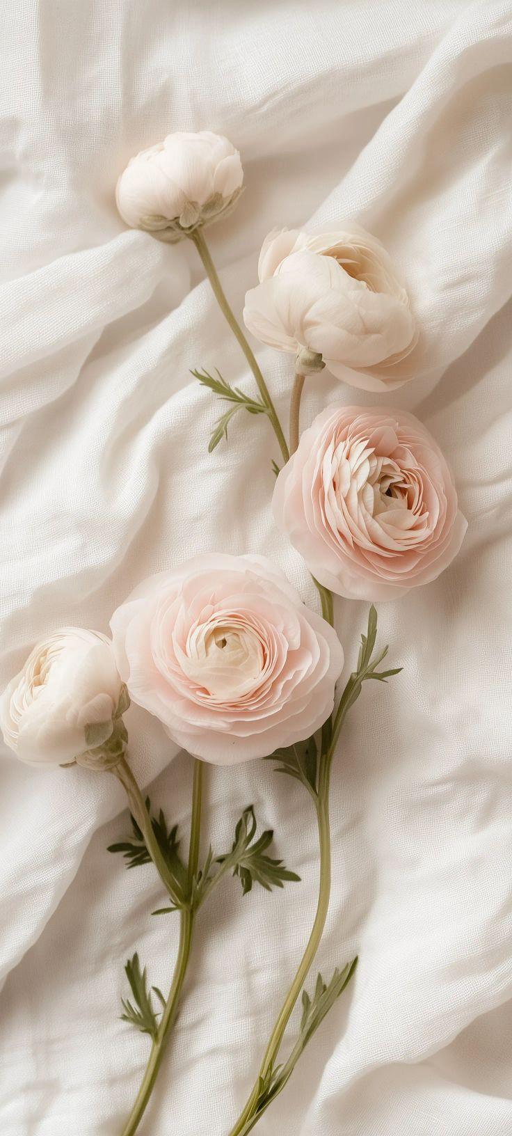 Soft Pastel Pink Ranunculus Flower Wallpaper
