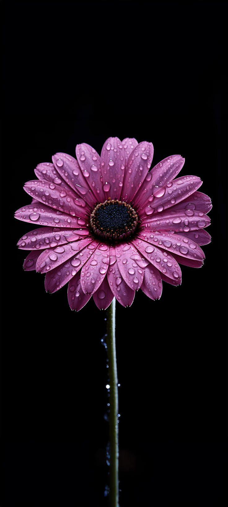 Dewy Pink Gerbera Daisy Wallpaper
