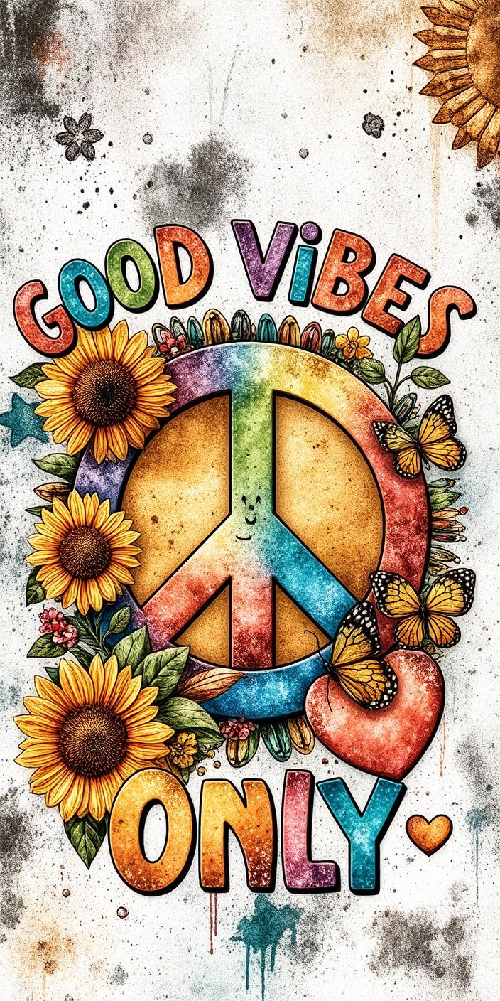 Good Vibes Only Peace Sign Wallpaper