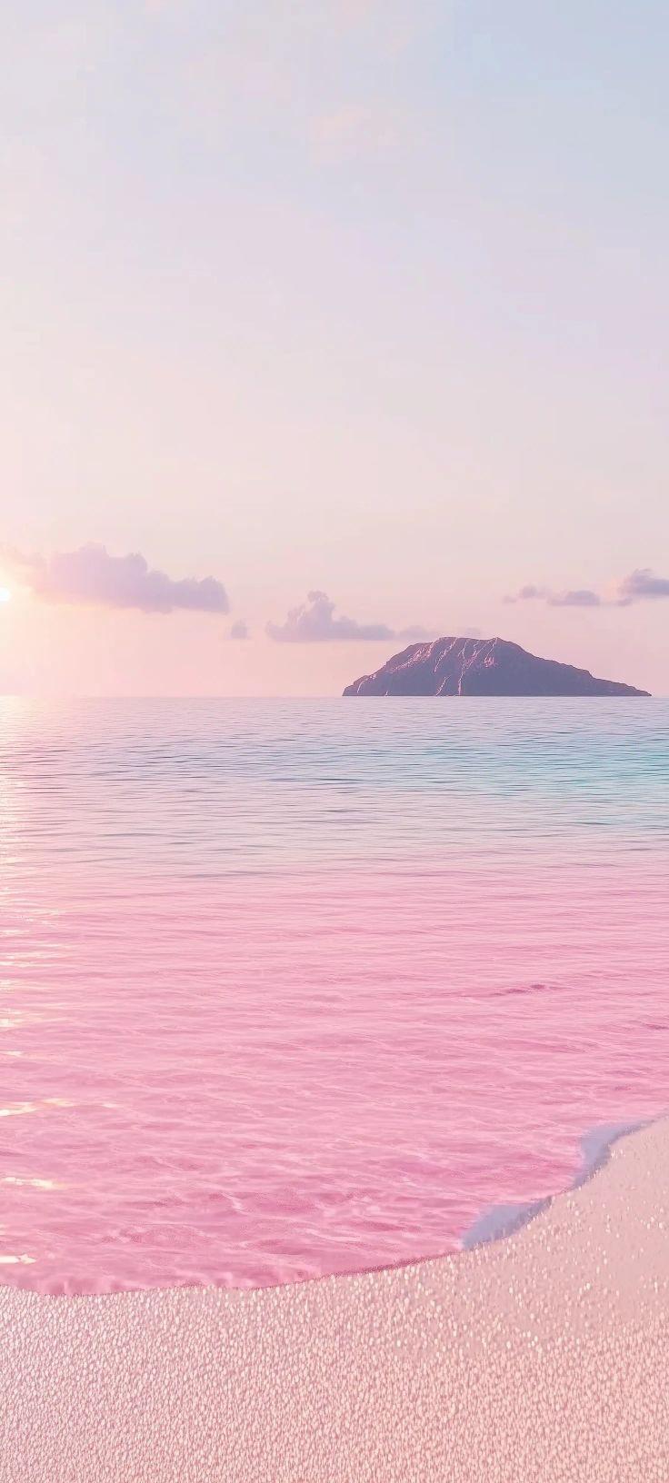 Pastel Pink Ocean Sunset Wallpaper