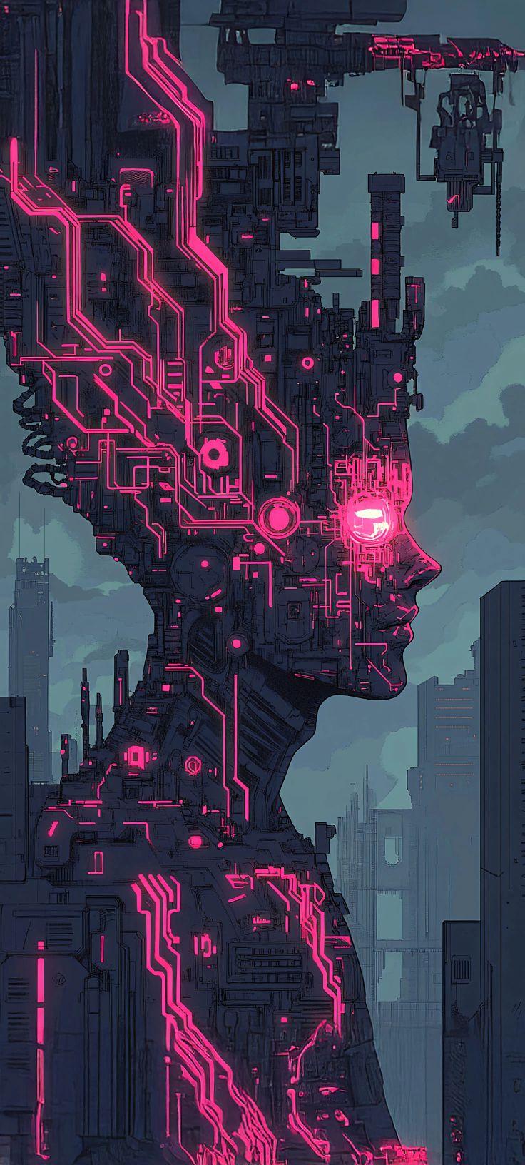 Neon Cyberpunk Circuit Wallpaper