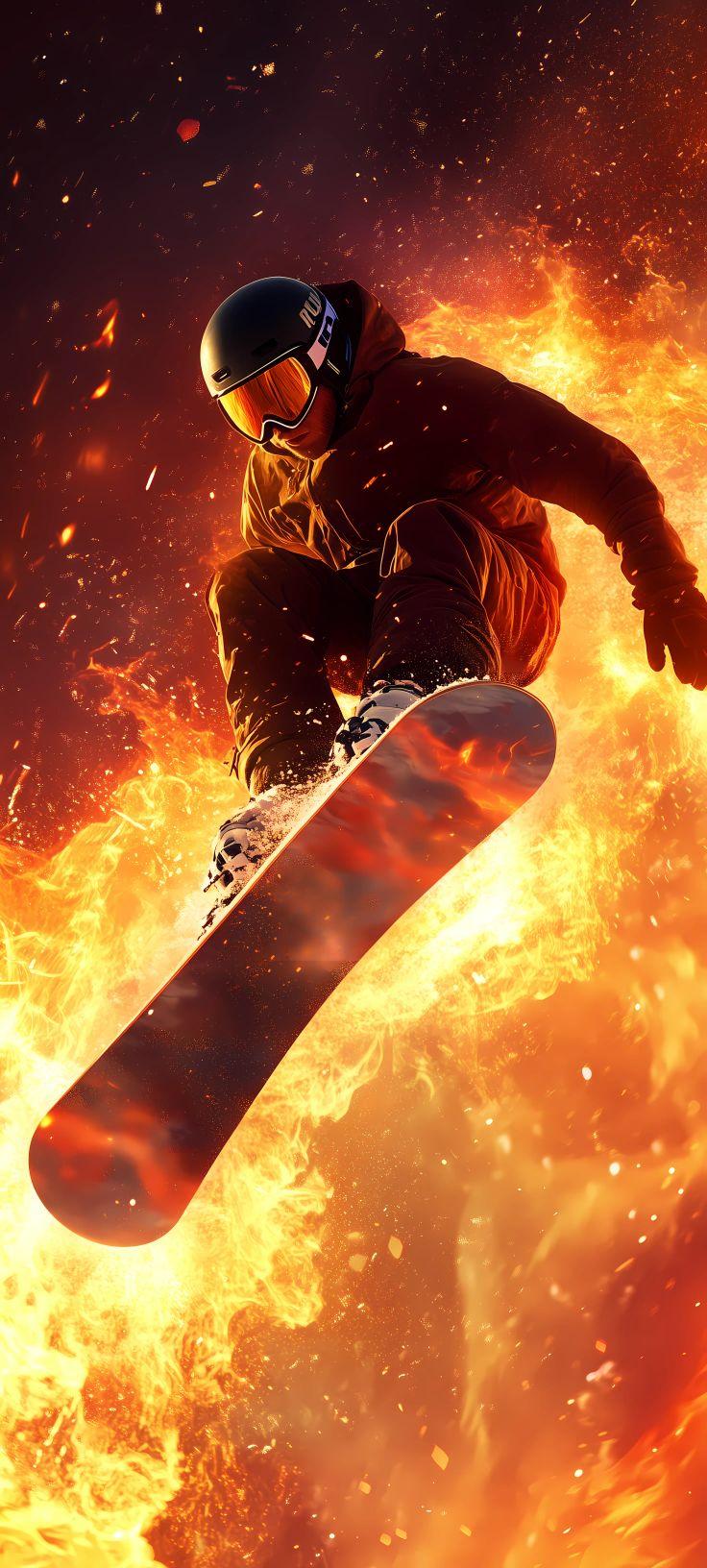 Blazing Snowboard Rider Wallpaper