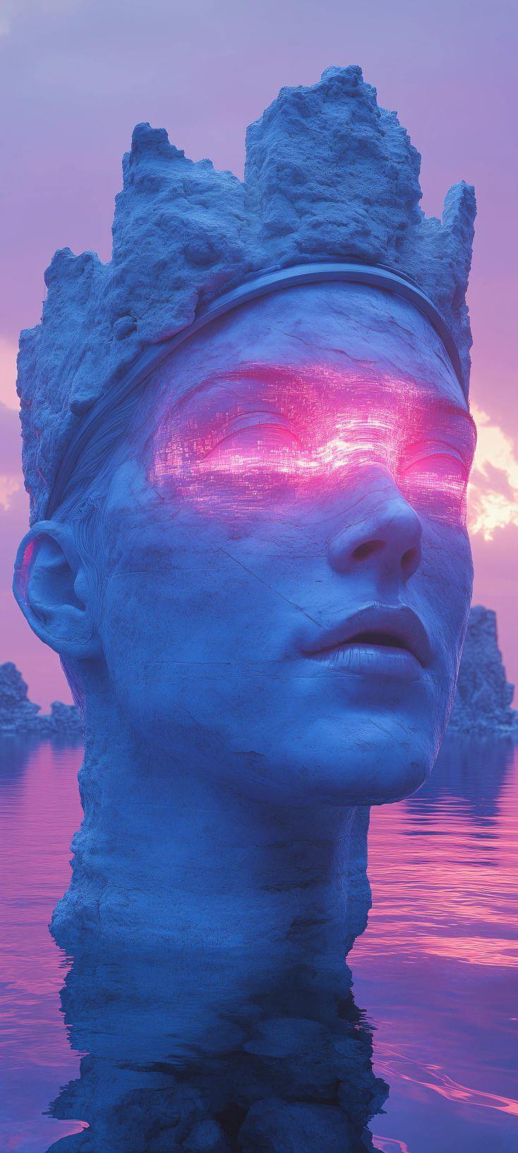 Neon Vision Statue Wallpaper