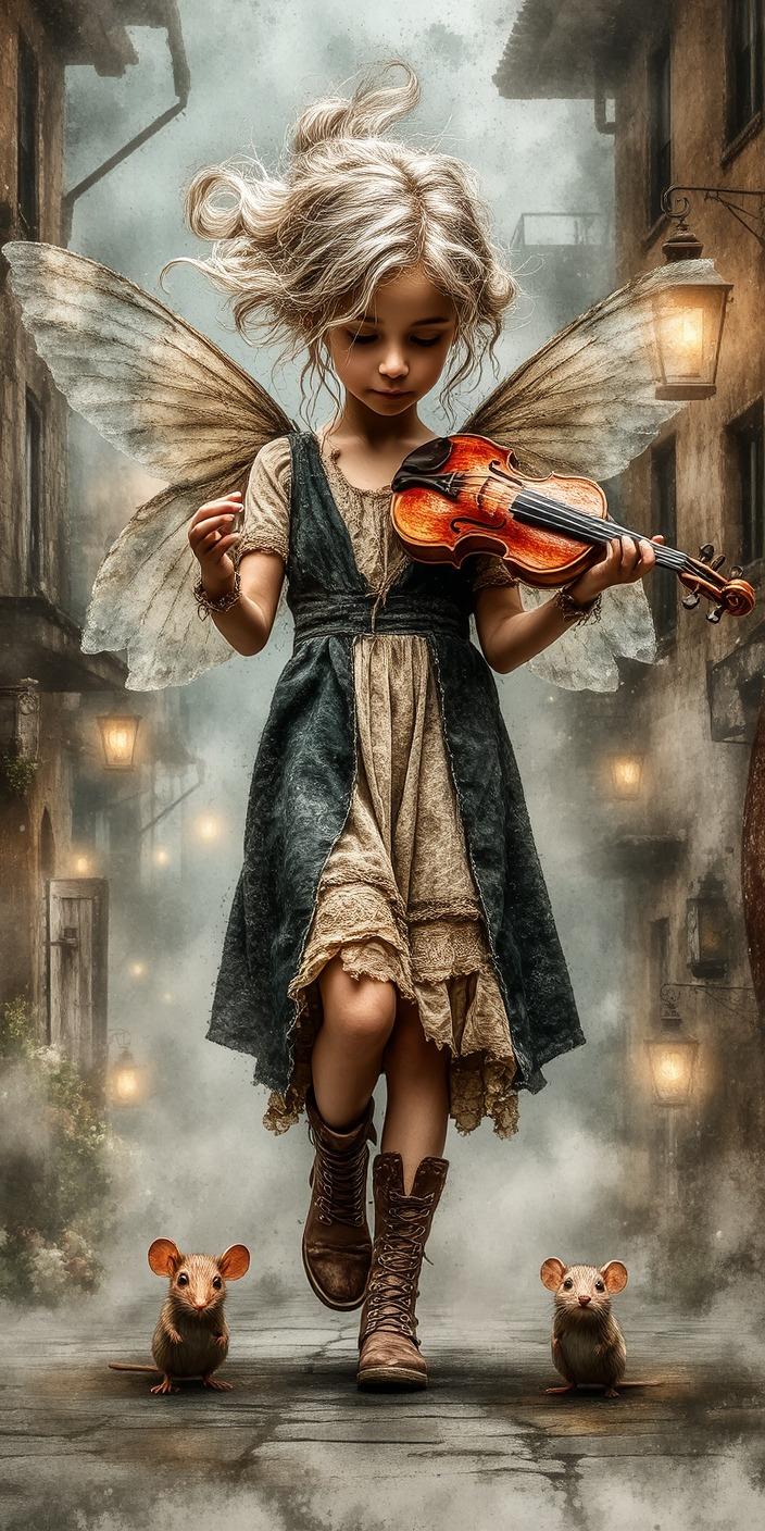 Fantasy Fairy Violin Girl Wallpaper