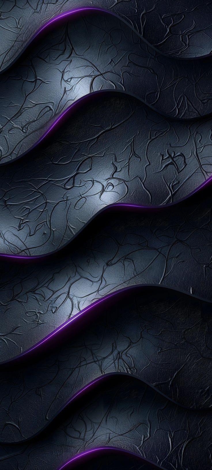 Dark Textured Waves Purple Accent Wallpaper