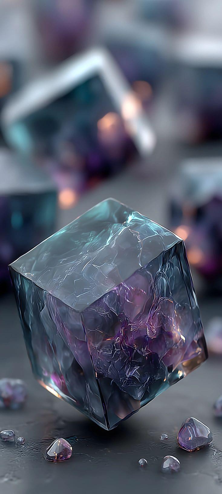 Crystal Amethyst Cube Aesthetic Wallpaper