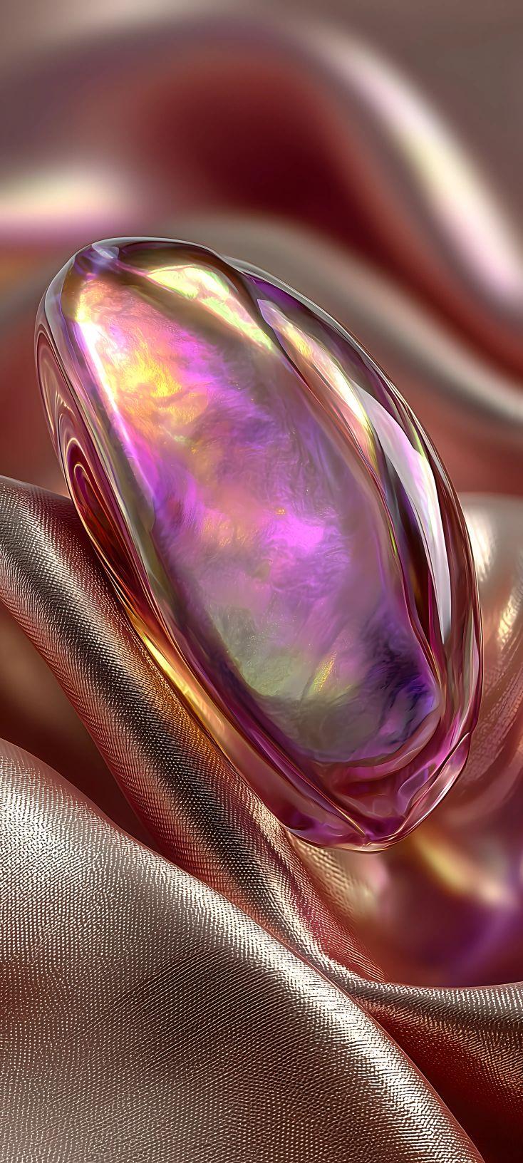 Iridescent Liquid Gem Rose Gold Wallpaper