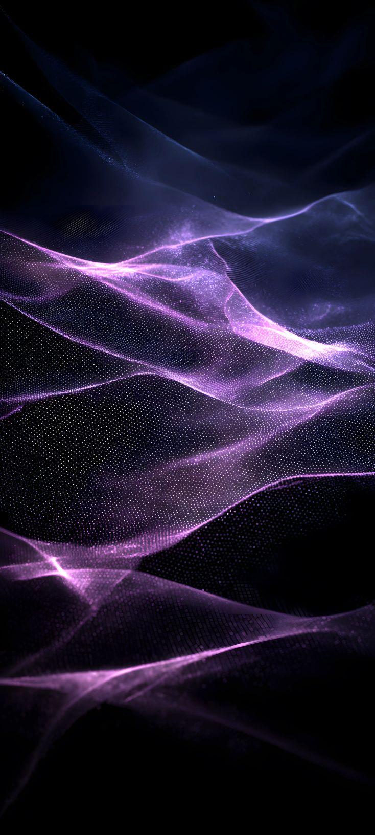 Abstract Purple Digital Wave Particles Wallpaper