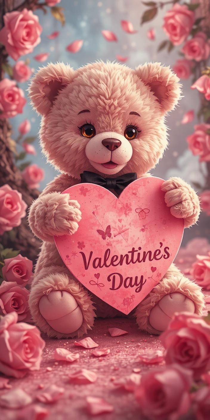Pink Teddy Bear Valentine Wallpaper