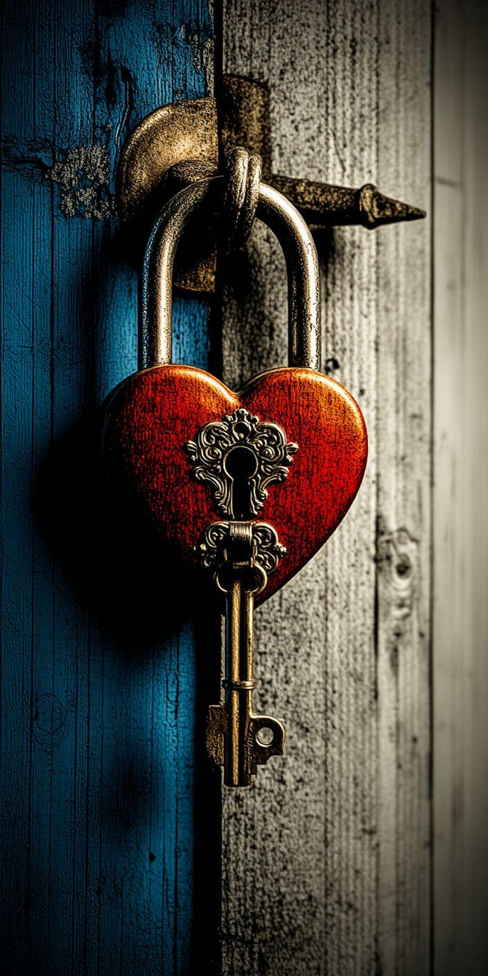 Vintage Heart Lock Wallpaper | Romantic Love Key Aesthetic Background