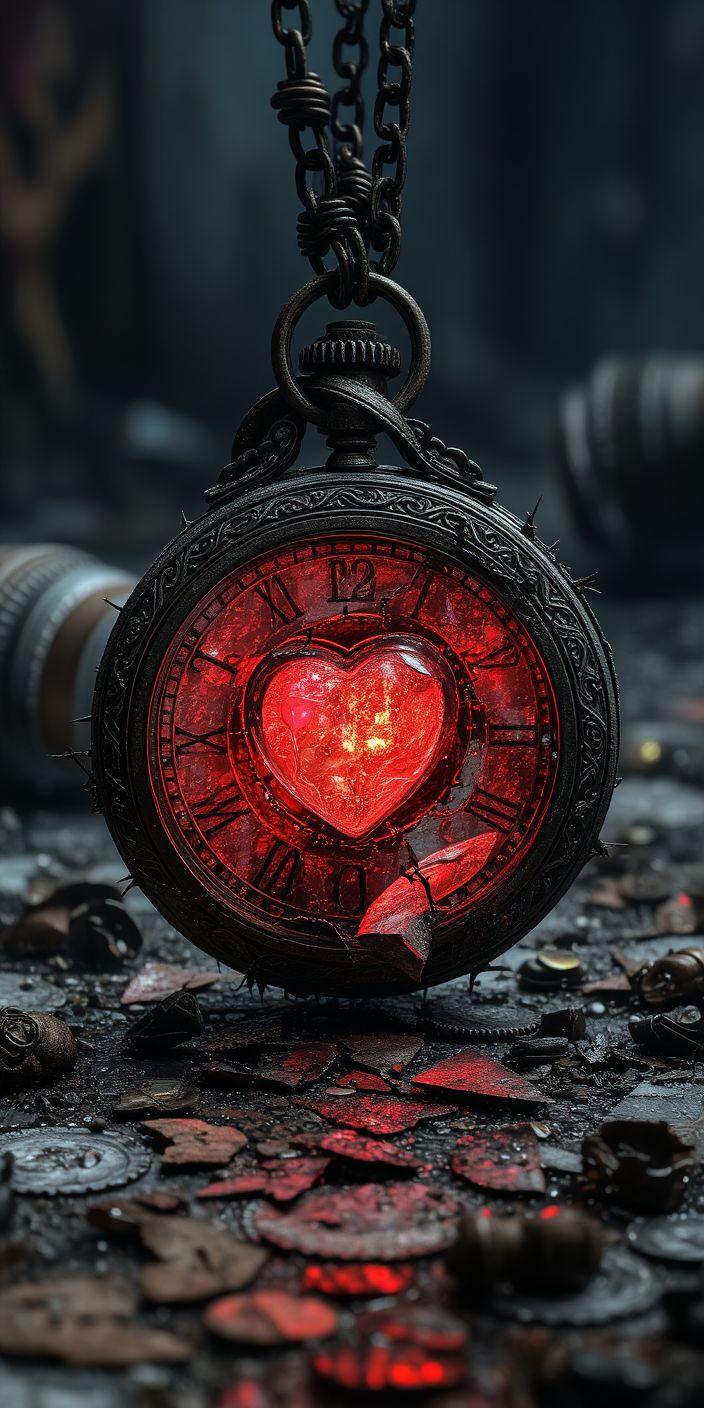 Broken Heart Clock Wallpaper | Dark Love & Time Aesthetic Background