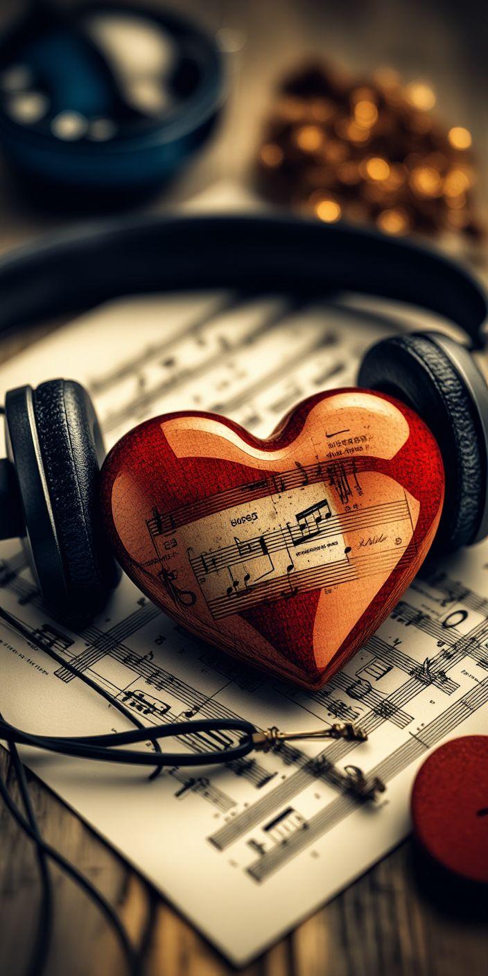 Vintage Music Heart Wallpaper | Romantic Melodic Love Aesthetic Background