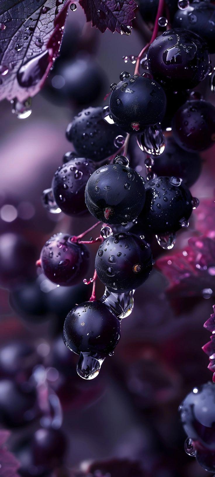 Dark Berry Raindrops Wallpaper | Moody Aesthetic Nature Background