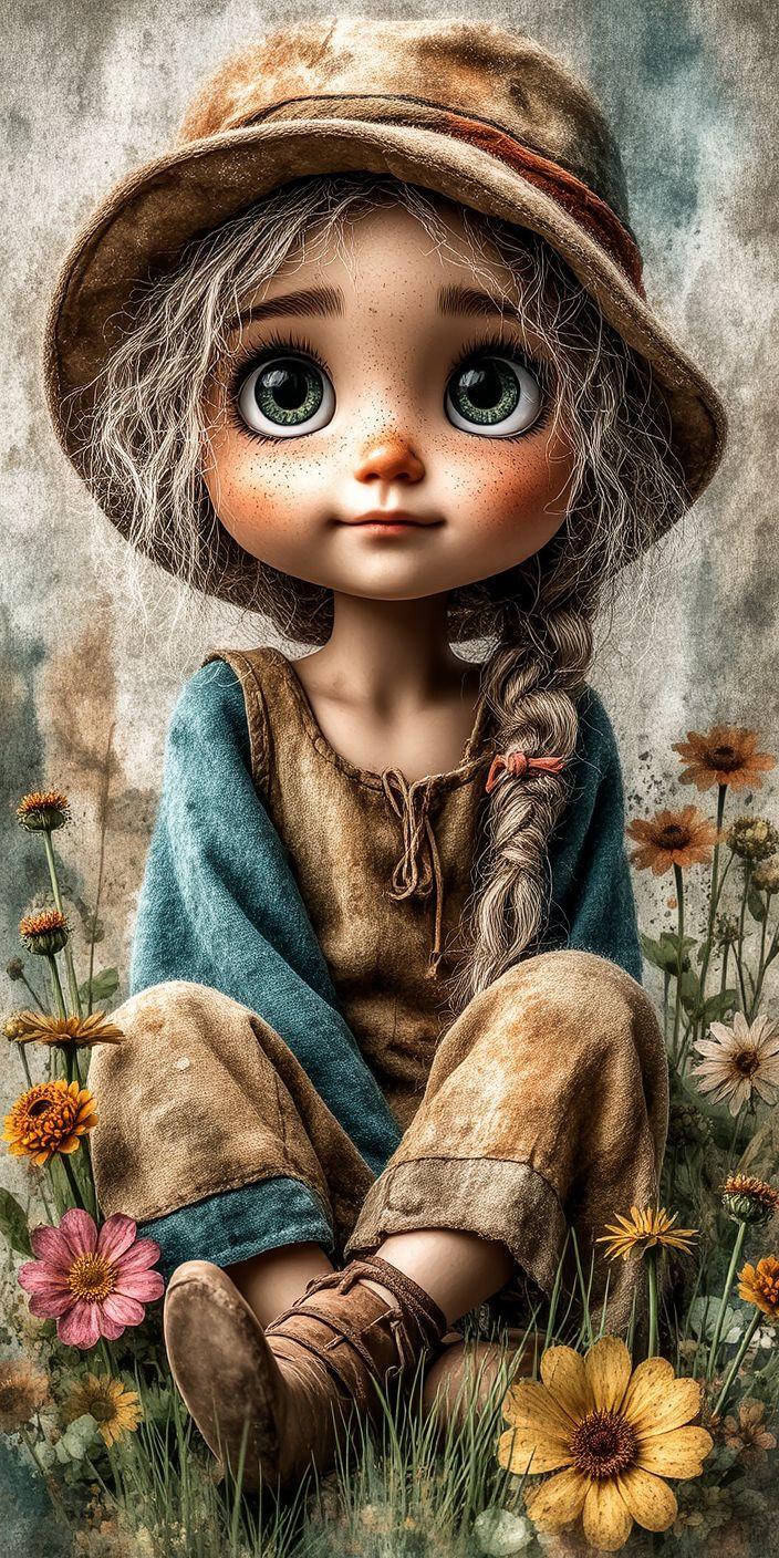 Cute Vintage Doll Girl Aesthetic Wallpaper