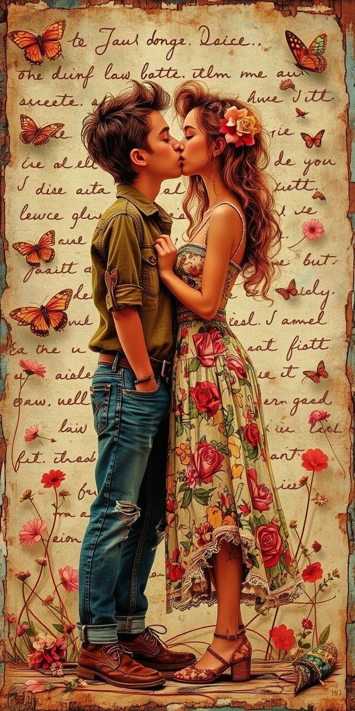 Romantic Vintage Love Letter Couple Wallpaper