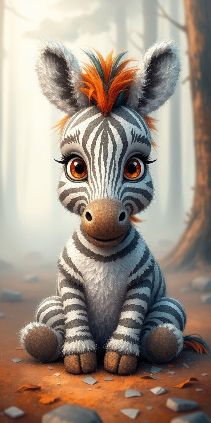 Cute Baby Zebra with Big Eyes Wallpaper