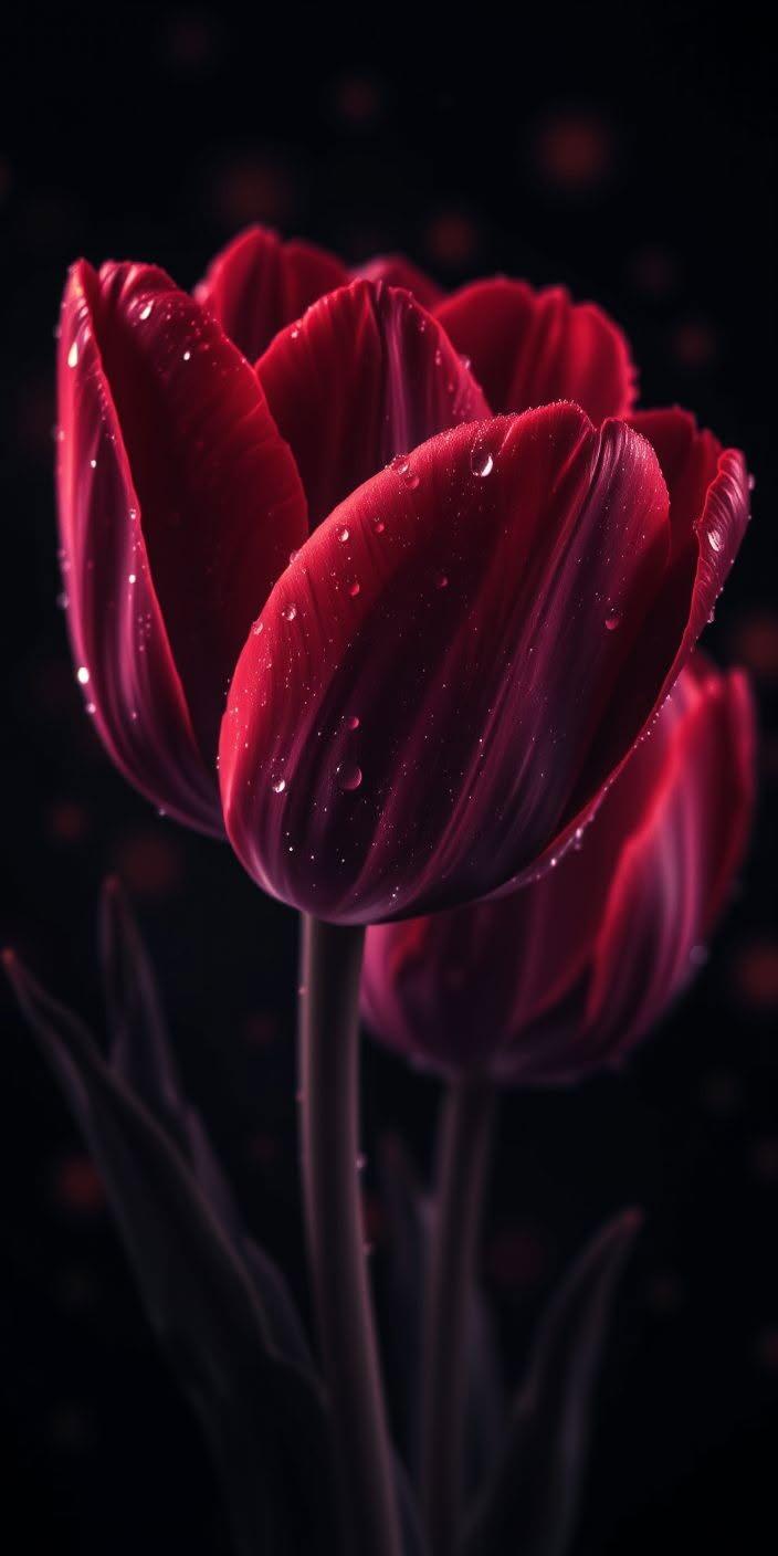 Dark Red Tulips Aesthetic Wallpaper