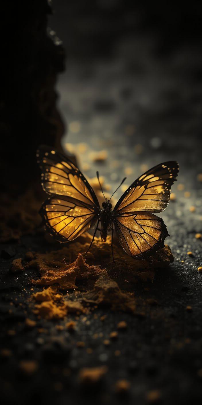 Golden Butterfly Aesthetic Wallpaper