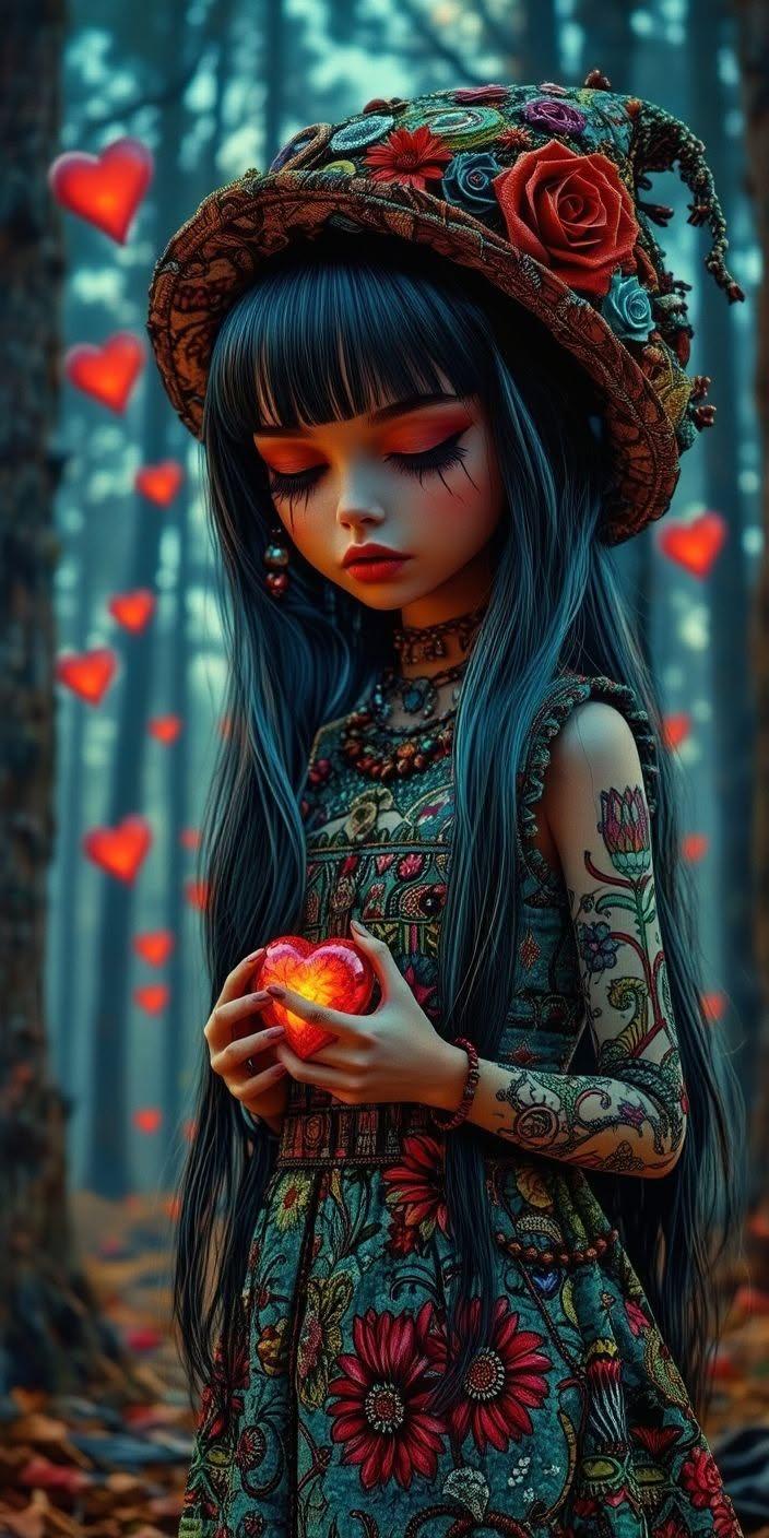 Gothic Heart Girl Wallpaper