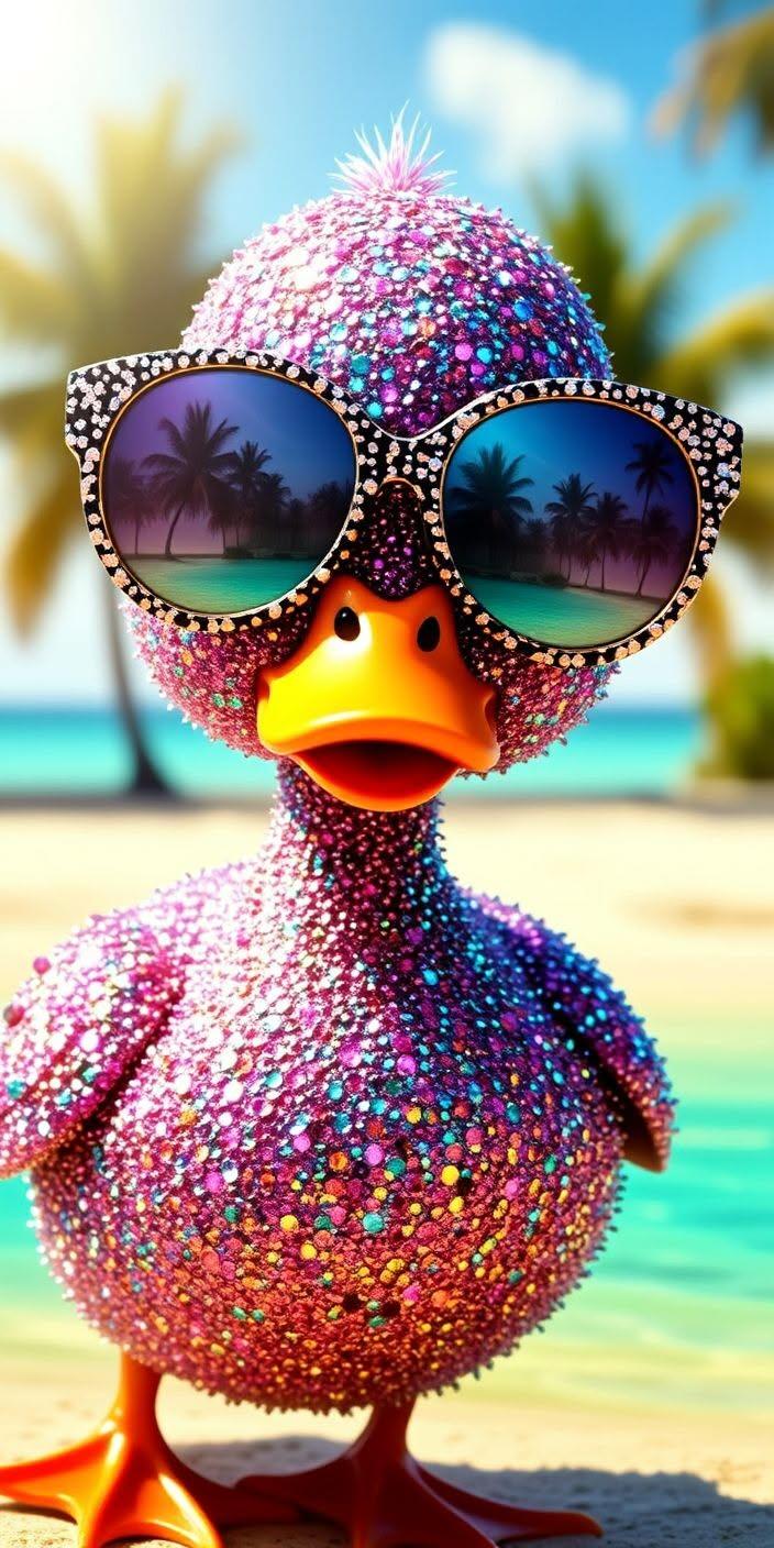 Sparkly Beach Duck Wallpaper