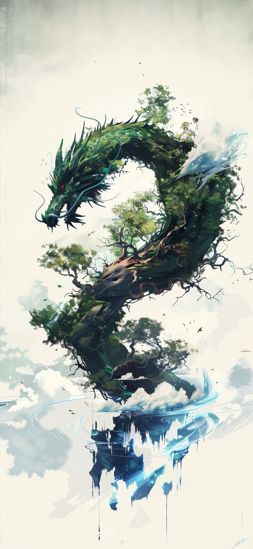 Mystical Nature Dragon Wallpaper – Fantasy Forest Spirit Art