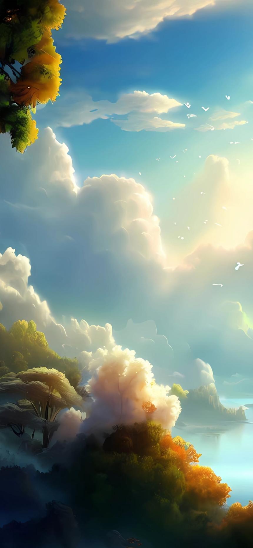 Dreamy Fantasy Clouds Wallpaper – Magical Sky Landscape Art