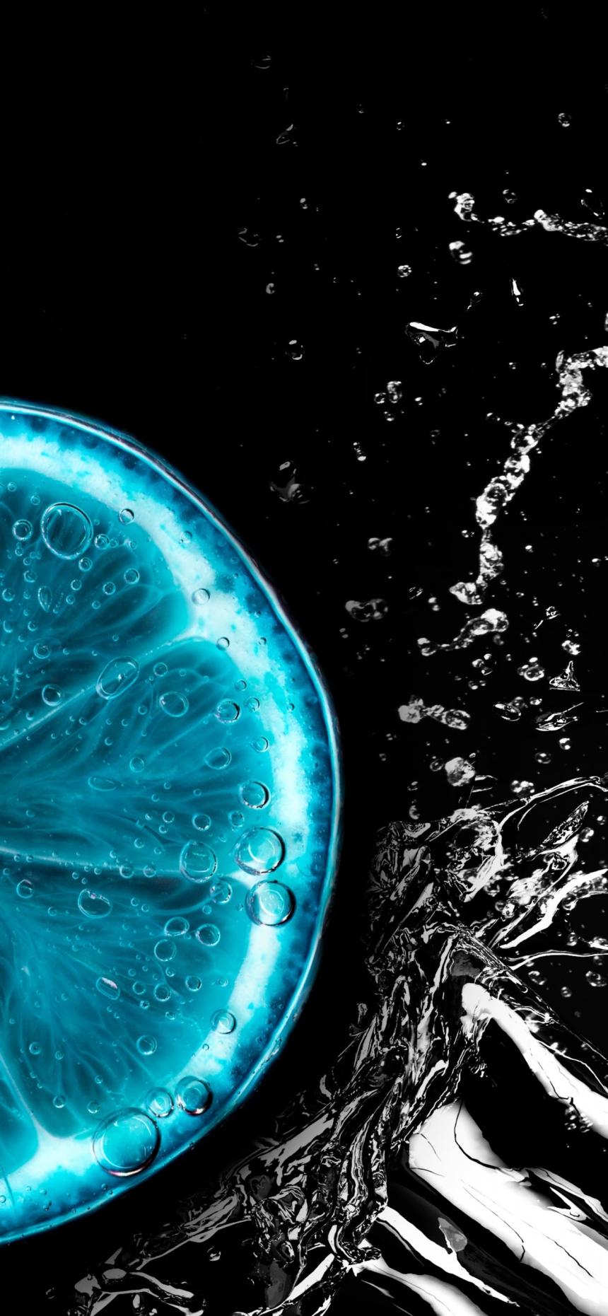 Macro Electric Blue Citrus Splash Wallpaper