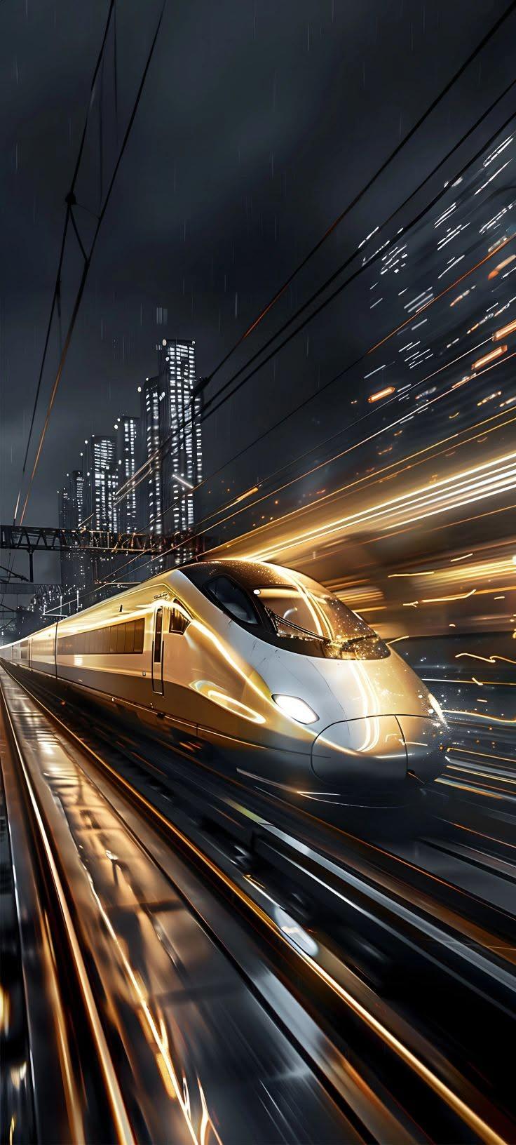 Futuristic High-Speed Bullet Train at Night Phone Wallpaper