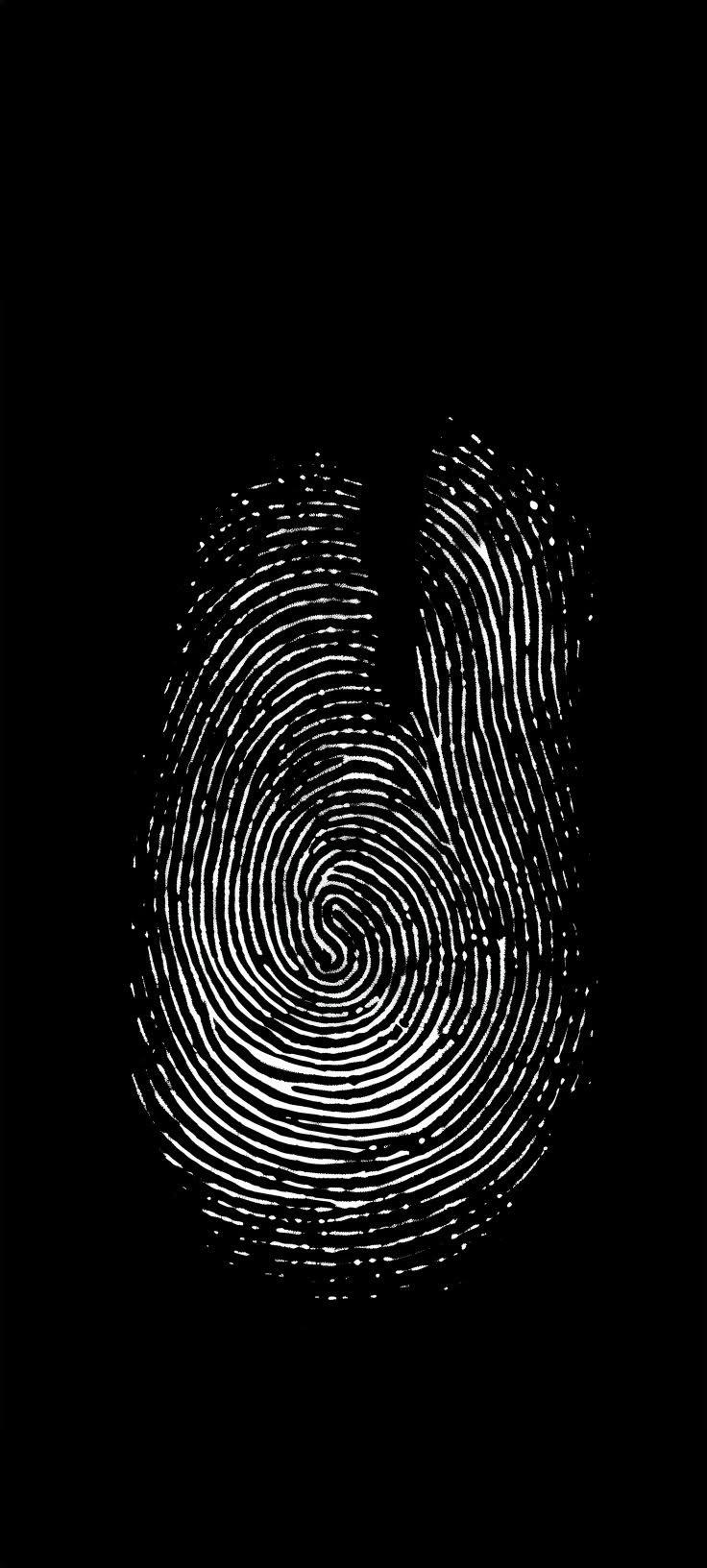 Minimalist White Fingerprint Symbol AMOLED Phone Wallpaper