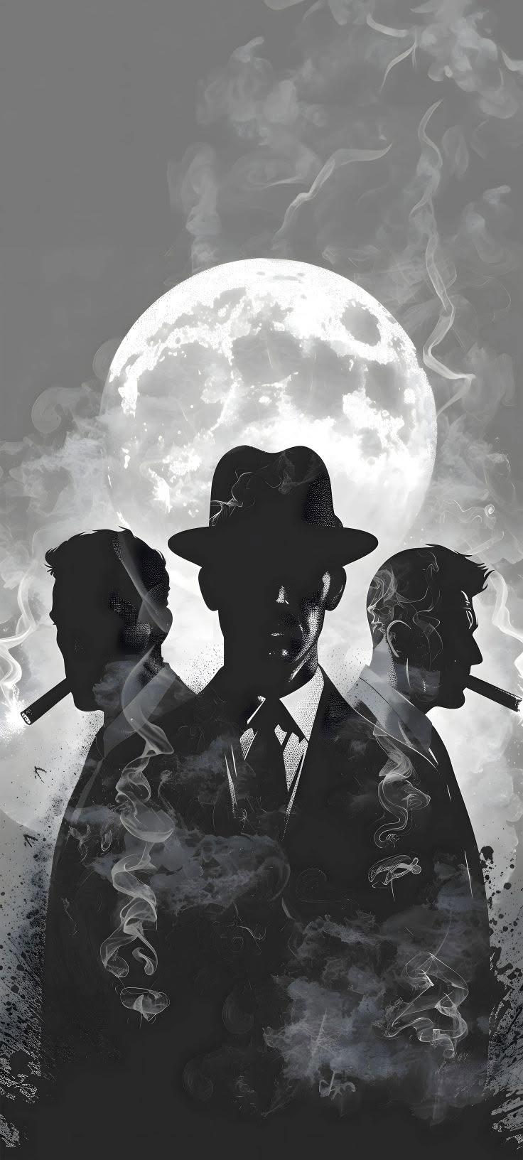 Monochrome Mafia Gangsters Noir Phone Wallpaper